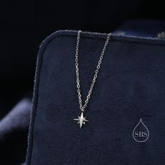 Extra Tiny North Star Pendant Necklace in Sterling Silver, Silver or Gold or Rose Gold, Starburst Necklace, Tiny Star Necklace Dimension:  Chain length: 41cm plus 5cm extension chain.   Production method:  Small Batch Lost-wax casting. Stamp: 925 SRS ( Our brand initials for Silver Rain Silver).  Materials and Care: These are made with solid sterling silver and coated with precious metal Rhodium and with the option of 18ct yellow gold or 14ct Rose Gold. When not wearing, please keep in a sealed Tiny Star Necklace, North Star Pendant, North Star Necklace, Starburst Necklace, Gold Starburst, Star Necklace Silver, Star Necklace Gold, Star Pendant Necklace, Tiny Star