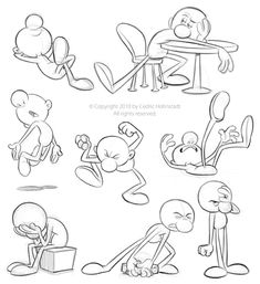 an image of cartoon characters doing different things