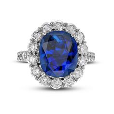 an oval blue sapphire and diamond ring