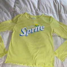 Bright Yellow Sprite Shirt. Never Worn. Smoke & Pet Free Home Sprite Shirt, Dr Pepper, I Don T Know, Bright Yellow, Things To Buy, Shirt Color, Coca Cola, Colorful Shirts, Long Sleeve Tshirt