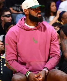 LeBron James Layr Official Pullover Pink Hoodie Pink Hoodie For Leisure In Fall, Pink Leisure Hoodie For Fall, Pink Hooded Sweatshirt For Leisure, Pink Leisure Hoodie, Pink Hooded Sweater With Ribbed Cuffs, Pink Hoodie Sweater With Ribbed Cuffs, Hooded Sports Sweater With Ribbed Cuffs, Sports Hoodie Sweater With Ribbed Cuffs, Sports Sweater With Ribbed Cuffs Hoodie