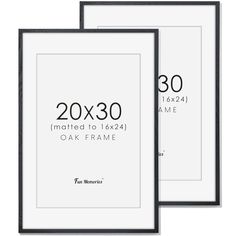 two frames with the numbers 20x30 and 30x34 on them, each frame has