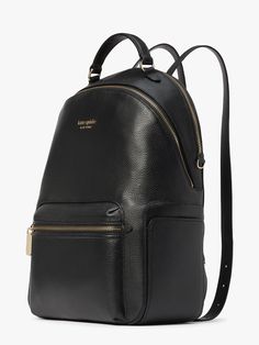 Style meets function with our new Hudson Backpack. Made from luxe pebbled leather it holds all your essentials (even a 13-inch laptop!) while maintaining a sleek look. | Kate Spade Hudson Large Backpack, Black Kate Spade Leather Backpack For On-the-go, Luxury Leather Backpack With Textured Finish, Modern Backpack With Leather Backing For Work, Modern Leather-backed Backpack For Work, Versatile Workwear Backpack With Zipper Closure, Luxury Textured Leather Business Backpack, Sleek Textured Leather Travel Bag, Classic Textured Leather Backpack For On-the-go, Luxury Backpack With Textured Leather For Daily Use