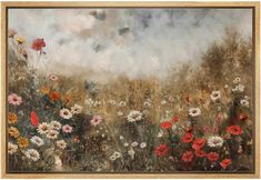 an oil painting of flowers in a field