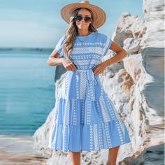 Step into a world of style and sophistication with the Cupshe Women's Blue and White Geometric Patchwork Midi Dress. This exquisite piece combines a unique geometric patchwork design with a refreshing palette of blue and white, making it a standout addition to your wardrobe.

- Size: XL
- Color: Blue and White
- Material: Not specified
- Gender: Female
- Pattern: Geometric Patchwork

Crafted for the fashion-forward woman, this midi dress offers a blend of elegance and contemporary flair. The dis Blue Patchwork Midi Dress With Short Sleeves, Light Blue Patchwork Summer Dress, Blue Patchwork Dresses For Vacation, Casual Blue Patchwork Dresses, Blue Patchwork Maxi Dress For Summer, Casual Blue Patchwork Midi Dress, Blue Patchwork Midi Dress For Summer, Blue Patchwork Maxi Dress For Vacation, Bohemian Blue Patchwork Maxi Dress