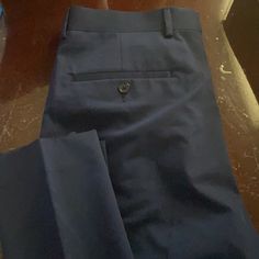 Nwot Nice Material Cute Dark Blue Color Navy Business Bottoms With Pockets, Blue Casual Business Pants, Casual Blue Business Pants, Blue Slim Fit Pants With Pockets, Blue Wide Leg Work Pants For Business Casual, Classic Blue Dress Pants With Pockets, Casual Blue Dress Pants For Business, Tailored Blue Pants With Flat Front, Blue Tailored Fit Flat Front Pants