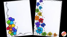 two white cards with colorful flowers on them