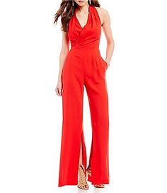 Antonio Melani Simon Surplice Halter Faux Wrap Split Leg Jumpsuit Sleeveless Jumpsuits And Rompers For Formal Summer Events, Formal Sleeveless Jumpsuits And Rompers For Summer, Sleeveless Formal Jumpsuits And Rompers For Spring, Formal Sleeveless Jumpsuits And Rompers For Spring, Sleeveless Jumpsuits And Rompers For Evening, Elegant Sleeveless Stretch Jumpsuit, Formal Sleeveless Stretch Jumpsuits And Rompers, Sleeveless Stretch Jumpsuits And Rompers For Formal Occasions, Sleeveless Stretch Jumpsuits And Rompers For Formal Events