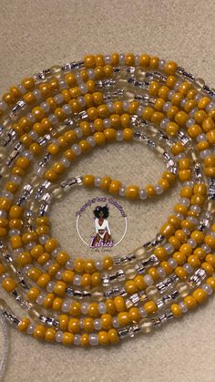 Be Still +Be Calm One 2strand tie-on handmade waistbeads Waste Beads Ideas, Handmade Adjustable Oval Waist Beads, Adjustable Yellow Polished Beads, Waistbead Ideas, Waste Beads, Waist Beads African, African Colors, Waist Jewelry, Be Calm