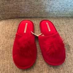 New With Tags. Red Slippers With Pom Ball On Top, From Victoria’s Secret. Slippers Aesthetic, Red Slippers, Watch Tv, Cosplay Costumes, Victoria’s Secret, Bridal Party, Pom Pom, Slippers, Cottage