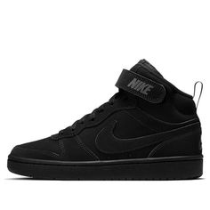 (GS) Nike Court Borough Mid 2 'Triple Black' CW5867-001 (SNKR) Nike Mid, Nike Court Borough Mid 2, Court Borough Mid 2, Nike Court Borough, Clarks Wallabees, All Black Shoes, Hype Shoes, Triple Black, Stylish Sneakers