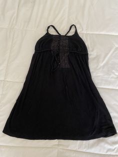 Girls Ella Moss black summer sun dress beach cover up SZ 10. Beach Dress With Spaghetti Straps, Black Halter Neck Sundress, Black Spaghetti Strap Dress For Beach Season, Black Halter Neck Beach Dress For Summer, Black Halter Neck Sundress For Summer, Black Beach Sundress For Spring, Black Spring Sundress Beachwear, Black Beachwear Sundress For Spring, Black Beach Dress For Spring Beach Party