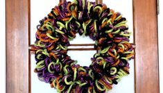 Mesh Tube Fall Wreath From Dollar Tree Supplies - Katieish Dollar Tree Halloween, Diy Halloween Wreath