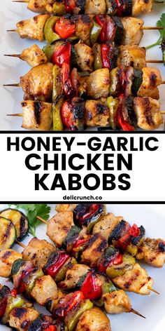 grilled chicken kabobs are served on skewers