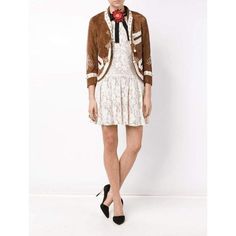 This tan, white and gold Gucci suede embroidered jacket is a head turning piece of design from Alessandro Michele's lauded Resort collection. Fully lined and showcasing mother of pearl embellishment, intricate embroidery and head-turning contrasting detailing on the front, this goat skin jacket will work with anything from a lace dress to a shirt and jeans, taking you seamlessly from day to night. Tan goatskin jacket. Cropped sleeves. Pearl embellishment. Contrasting embroidery. Bee embroidery o White Gucci Outerwear For Spring, Fitted White Gucci Outerwear, White Gucci Outerwear For Work, Bee Embroidery, Cropped Sleeves, Embroidery Materials, Valentino Black, Buy Gucci, Embroidered Jacket