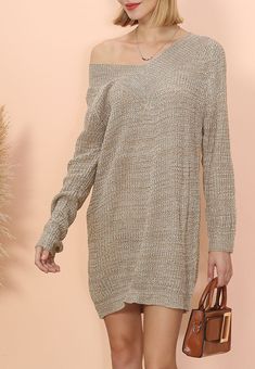 The Emes Shop sweater dress is detailed with a sexy plunge neck line. Features long sleeves. straight cut silhouette. and above knee length. Pair it with thigh-high boots and a clutch for a chic look this season.MATERIAL:100% Soft Polyester MEASUREMENTS:Dress Length is 32"-34"in Small | Bust& Waist: 38"-40"in Medium | Bust& Waist: 40"-42"in Large | Bust& Waist: 42"-44"in Chic V-neck Party Sweater, Trendy Winter V-neck Mini Dress, Chic V-neck Sweater Dress For Winter, Chic Beige Long Sleeve Sweater Dress, Trendy Long Sleeve Sweater Dress For Party, Glamorous Sweater For Night Out, Chic Long Sleeve Sweater Dress For Fall, Chic V-neck Mini Dress For Fall, Chic Mini Length Sweater For Spring