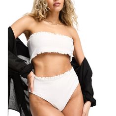 The Frolic Nwt Florite Bandeau Bikini Top In White Waffle - Women’s Size 10 - White - Smocked With Ruffle Trim - Brand New With Tags White Strapless Swimwear For Spring, White Strapless Swimwear For Sunbathing, White Summer Tube Top For Poolside, White Tube Top For Poolside And Beach Season, White Beachwear Tube Top For Poolside, White Beachwear Tube Top For Beach Party, White Beachwear Tube Top For Beach Season, White Tube Top For Poolside Beachwear, White Tube Top For Beach Party