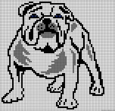 a black and white dog with blue eyes on it's face is shown in pixellated