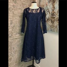 Elegant Sequin Sparkle Approx 41” Navy Slip Shell Billabong Maxi Dress, Swirl Dress, Chemise Dress, Mnm Couture, Bridesmaid Dressing Gowns, Navy Midi Dress, Lightweight Dress, 70 Dress, 15 Dresses