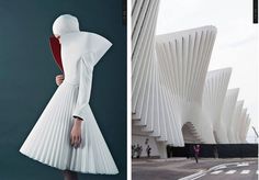 From Fasionable Architecture: Kamila Garwroska vs. Calatrava Architectural Fashion Design, Avangard Style, Fashion Inspired By Architecture, Architecture Inspired Fashion, Architecture Fashion Design, Architecture Origami, Calatrava Architecture, Avangard Fashion, Architecture And Fashion