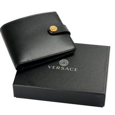 Versace Men's Black 100% Leather Gold Medusa Bifold Wallet Product Details Retail Value: $495.00 This Is Authentic Versace Men's Black 100% Leather Gold Medusa Bifold Wallet Material: 100% Leather Country/Region Of Manufacture: Italy Model: 1002896 1a02150 1b00v Sku: Bb-3054 Length: 4.2" Width: 3.5" Features: 2 Cash Slots, 8 Credit Card Slots Designer Leather Wallet With Smooth Grain, Designer Leather Wallet With Leather Lining, Designer Black Wallets With Leather Lining, Designer Wallets With Leather Lining For Formal Occasions, Luxury Leather Wallet With Coin Pocket, Designer Leather Wallet With Rfid Blocking, Designer Rfid Blocking Wallet For Formal Occasions, Designer Leather Bifold Wallet, Designer Black Leather Wallet