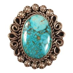 JEWELRY TYPE : Rings METAL : Sterling Silver COUNTRY OF ORIGIN : United States METAL PURITY : .925 SIGNED? : Signed TRIBAL AFFILIATION : Navajo RING SIZE : 6.5 MAIN STONE : Turquoise ARTISAN : Alice Johnson p.p1 {margin: 0.0px 0.0px 8.0px 0.0px; line-height: 28.0px; font: 17.0px Helvetica; color: #000000; -webkit-text-stroke: #000000; min-height: 19.6px}p.p2 {margin: 0.0px 0.0px 8.0px 0.0px; line-height: 28.0px; font: 17.0px Helvetica; color: #000000; -webkit-text-stroke: #000000}span.s1 {font-f Southwestern Style Cabochon Rings, Collectible, Southwestern Style Cabochon Ring Collectible, Southwestern Gemstone Rings For Collectors, Southwestern Large Stone Jewelry For Anniversary, Southwestern Style Large Stone Collectible Jewelry, Southwestern Style Collectible Jewelry With Large Stone, Western Style Gemstone Ring, Western Style Gemstone Ring Jewelry, Western Style Silver Gemstone Jewelry