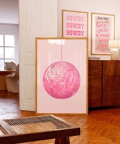 Pink Disco Ball wall art. Cool Girl print. Trendy wall art for College Apartment, Dorm room, Disco Party decor, etc.. This item is a DIGITAL download item. NO PHYSICAL item will be shipped to your address. You can print the files on a home printer, at a local print shop or even using an online print service. WHAT YOU WILL RECEIVE: HIGH RESOLUTION 5 JPG files at 300 dpi, in RGB color mode, which is a standard requirement from most professional print services.  The files will be named for the diff Disco Party Decor, Disco Ball Wall Art, Disco Ball Wall, Room Decor For Teens, Pink Disco Ball, Girly Print, College Dorm Decor, Pink Disco, Apartment Dorm