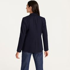 J.Crew: Parke Blazer In Bi-stretch Cotton For Women Fall Cotton Blazer With Double Button Closure, Elegant Cotton Blazer With Notch Lapel, Tailored Cotton Blazer For Office Wear, Cotton Blazer With Notch Lapel For Office Wear, Cotton Blazer With Double Button Closure, Chic Cotton Blazer With Notch Lapel, Cotton Notch Lapel Blazer For Office, Cotton Blazer With Hidden Button Closure And Notch Lapel, Cotton Notch Lapel Blazer With Hidden Button Closure