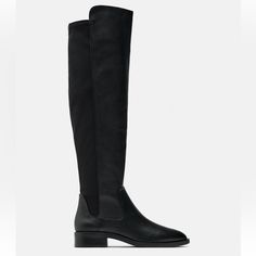 Zara New Black Flat Over The Knee Boots. Combination Of Materials. Rounded Toe. Sole Height: 1.6 Inches (4 Cm) Black New To Poshmark? Get $10 Poshmark Credit - Which Can Be Used Toward Any Order On Poshmark - When You Enter The Code "Abarra20” During Poshmark Sign Up. Classic Black Knee-high Boots Medium Width, Sleek Black Knee-high Boots, Black Over The Knee Boots Medium Width, Sleek Black Knee-high Boots For Work, Black Over-the-knee Boots For Formal Occasions, Black Over-the-knee Formal Boots, Formal Black Over-the-knee Boots, Black Knee-high Boots For Work, Zara Knee-high Heeled Boots