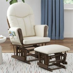 a rocking chair and ottoman in a living room