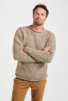 Grandfather Shirts, Oatmeal Sweater, Aran Cardigan, Wool Sweater Men, Aran Sweater, Mens Sweater, Roll Neck Sweater, Raincoats For Women, Knitwear Men