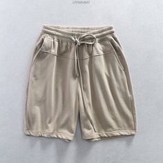 Wiaofellas Summer Fashion Mens Simple Basic Casual Shorts Japan Style Cotton Blend Premium Elastic Waist Solid Color Half Length Pants Casual Khaki Pants With Built-in Shorts, Khaki Bottoms For Summer Leisure, Khaki Bottoms For Leisure In Summer, Plain Beige Summer Bottoms, Khaki Relaxed Fit Shorts, Beige Leisure Shorts, Khaki Short Length Bottoms For Loungewear, Khaki Short Length Loungewear Bottoms, Relaxed Fit Khaki Pants With Built-in Shorts