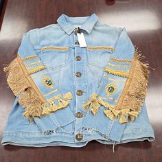 Brand New With Tags. This Is A Statement Piece. Jacket Has Tassels And Beading With Large Jewels. No Known Missing Pieces-There May Be Some And I Do Not Want To Be Responsible. Inv 32 Spring Denim Jacket With Beaded Fringe And Long Sleeves, Spring Blue Outerwear With Tassels, Blue Spring Outerwear With Tassels, Blue Outerwear With Tassels For Spring, Blue Tasseled Outerwear For Fall, Long Sleeve Outerwear With Beaded Fringe For Spring, Beaded Fringe Long Sleeve Outerwear For Spring, Blue Long Sleeve Outerwear With Tassels, Fall Denim Jacket With Beaded Fringe And Long Sleeves