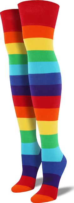 Show off your colorful spirit with these Rainbow Over-the-Knee Socks for Women! Pastel Rainbow Thigh High Socks, Rainbow Knee High Socks, Multicolor Casual Thigh-high Socks, Stretchy Multicolor Trendy Knee-high Socks, Trendy Multicolor Stretch Knee-high Socks, Womens Knee High Socks, Rainbow Socks, Kidcore Aesthetic, Rainbow Outfit