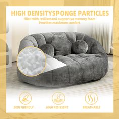 the high density sponge mattress is made from foam and has been placed on top of an overstuffed chair