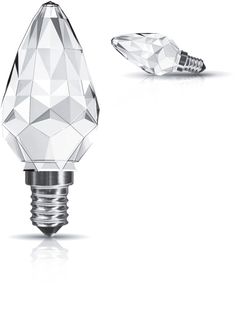 a diamond shaped light bulb is shown with the top and bottom side facing up to it's face