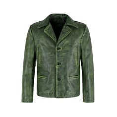 This vintage jacket is made from high quality Cowhide Textured Green leather. Feel of leather is very soft and easy to wear. the jackets durability is more than 5 years. This Green leather jacket is special collection for your wardrobe.    - Genuine soft Cowhide leather  - lining with polyester   - Quality buttons closure  - premium quality stitching   - Two external pockets and Two internal pockets with mobile pocket  - Two show pockets on fronts  - Regular fit (but it's also suitable for slim Green Leather Jacket, Jacket For Boys, Leather Jacket Vintage, Green Leather Jackets, Boys Gift, Leather Apron, Blazer Style, Crisp White Shirt, Smart Casual Outfit