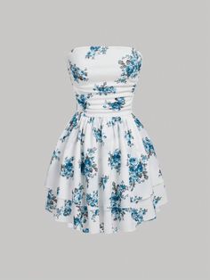 Vestido Strapless, Bleu Azur, Outfits Verano, Fabric Floral, Cute Summer Dresses, Mode Inspo, Active Wear Outfits