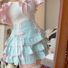 High Waist Kawaii Princess Ruffled Mini Skirt with ribbon ties Length: 36cm Size S Waist: 60-70cm Size M Waist: 64-74cm Size L Waist: 68-78cm Fairy Y2k Aesthetic, Eminem Y2k, Sketch Y2k, Dibujos Y2k, Everskies Y2k, Drawing Y2k, Diy Y2k, Diesel Y2k, Elegant Y2k