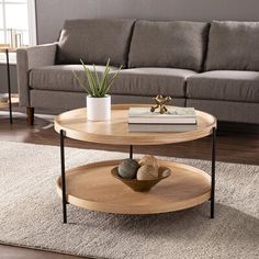 a living room scene with focus on the coffee table