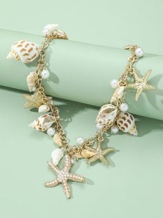 Cheap Beachy Shell Necklace For Beach, Collar Conchas, Sea Inspired Jewelry, Shell Charm Necklace, Sea Nymph, Ethereal Jewelry, Shell Beads Necklace, Embellished Fashion, Stella Marina