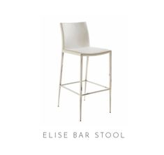 an image of a bar stool with the words eliie bar stool on it's side