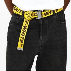 Brand New Without Tags 100% Authentic Purchased On Farfetch Unisex Charity Belt, Off White Belt, White Industrial, Yellow Belt, Silver Belt, White Accessories, Silver Belts, White Belt, Black Belt