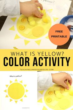 a child is making a yellow color activity