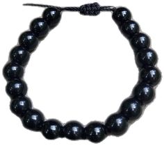 Adjustable Black Beaded Bracelets With Polished Beads, Black Beaded Stretch Bracelet, Adjustable Black Beads Wristband, Casual Black Hematite Jewelry, Black Beaded Round Stretch Bracelet, Adjustable Wristband With Black Round Beads, Black Bracelets With Large Beads As Gift, Black Bracelets With Large Beads For Gift, Black Stretch Bracelet With Polished Beads