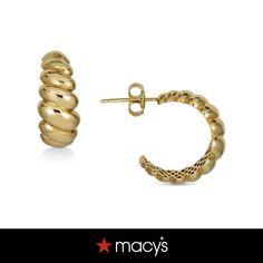 in stock Macy's Yellow Gold Hoop Earrings, Macy's Yellow Gold Hoop Earrings For Formal Occasions, Macy's Yellow Gold Hoop Earrings For Formal Events, Macy's Elegant Yellow Gold Hoop Earrings, Elegant Macy's Yellow Gold Hoop Earrings, Elegant Huggie Jewelry From Macy's, Elegant Macy's Huggie Jewelry, Macy's 14k Gold Hoop Earrings For Formal Occasions, Macy's 14k Gold Formal Hoop Earrings