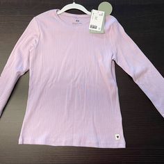 New With Tags Big Girls Tshirt With Long Sleeve. Size 10us. Basic Long Sleeve Purple Top, Basic Purple Long Sleeve Top, Basic Lavender Crew Neck Top, Lavender Crew Neck Basic Top, H&m Casual Pink Tops, Casual Pink H&m Top, Basic Lavender Cotton Top, Lavender Long Sleeve Cotton Top, H&m Long Sleeve Pink Tops