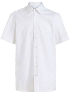 cloud white cotton classic collar front button fastening short sleeves straight hem Cloud White, Poplin Shirt, Shirt White, White Cotton, Button Downs, Fashion Branding, Short Sleeves, Mens Shirts, Collar