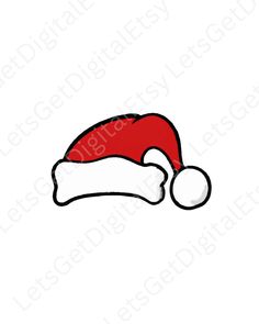 a red and white santa hat on a white background