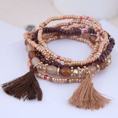 Bohemian Celebrity Style Mix And Match Rice Beads Accessories Tassel Bracelet. Condition is "New with tags". Shipped with USPS First Class. Layered Bangles, Rice Bead, Wristband Bracelet, Tassel Bracelet, Bracelets Set, Beads Bracelets, Bohemian Bracelets, Trendy Boho, Bead Charm Bracelet